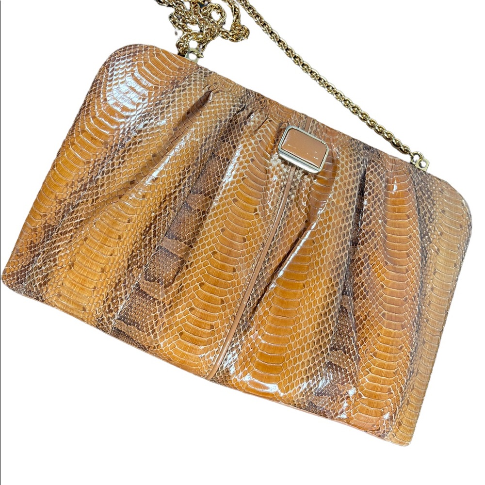 Vintage 1960s Snow White Snake skin leather clutch shoulder bag purse boho - Picture 13 of 16
